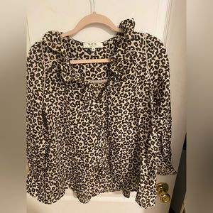 Sea New York ruffled leopard top